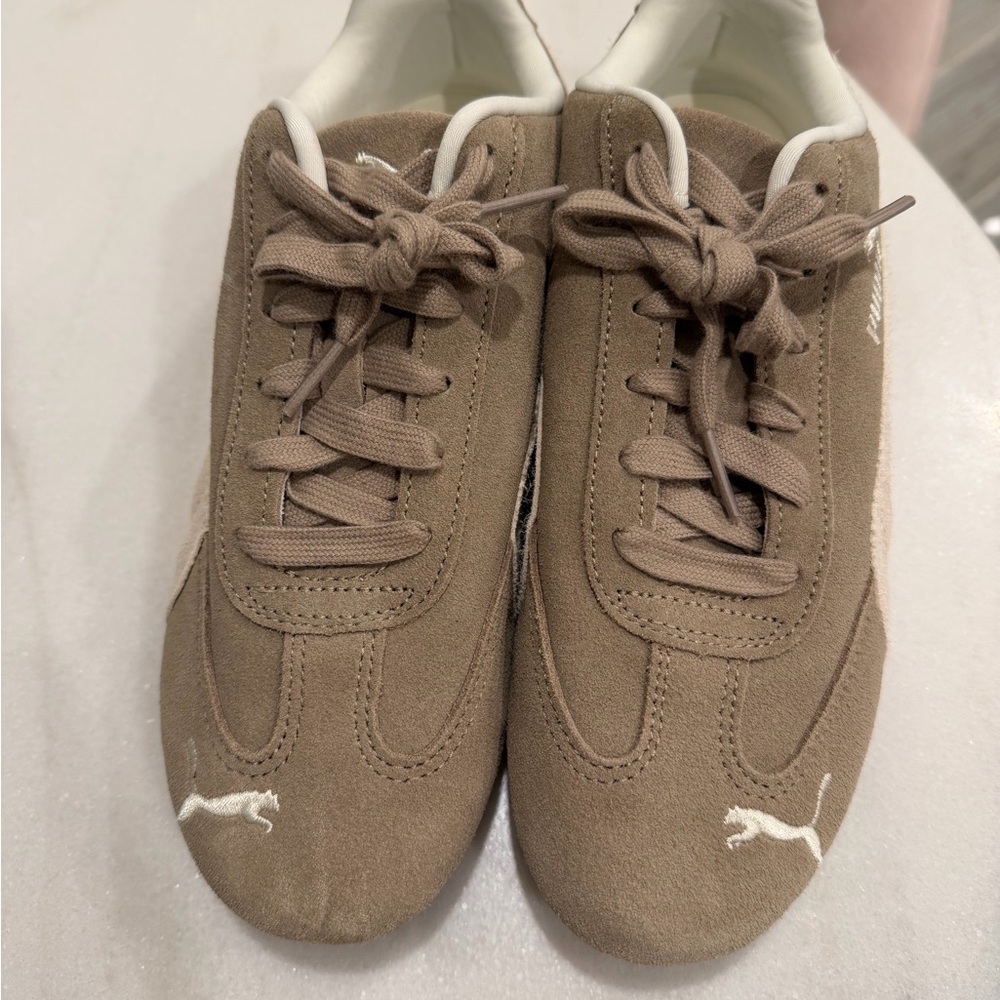 Puma Suede Sneakers in Taupe and White